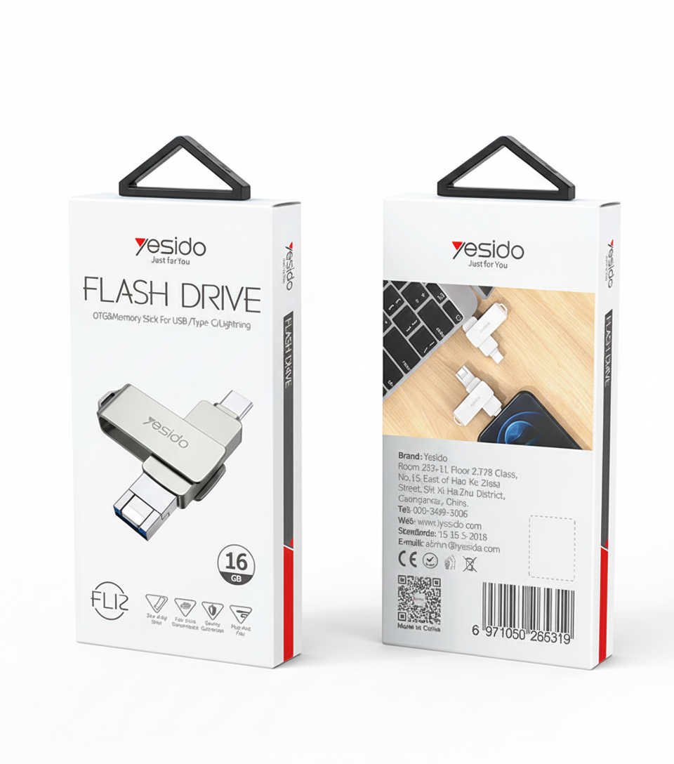 32gb USB Flash Drive 3 in 1 Type-C - Lightning - USB - Yesido FL12
