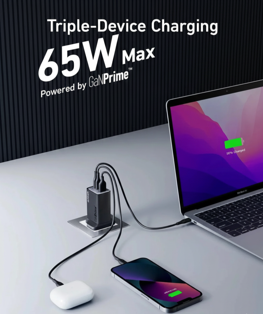 Anker 735 Charger GanPrime 3-Port 65W Black