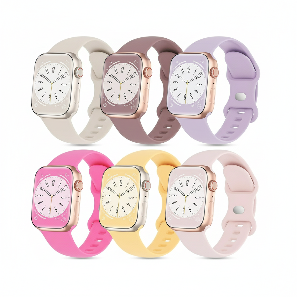 Apple Watch Band 38mm 40mm 41mm Soft Silicone (pack of 6)