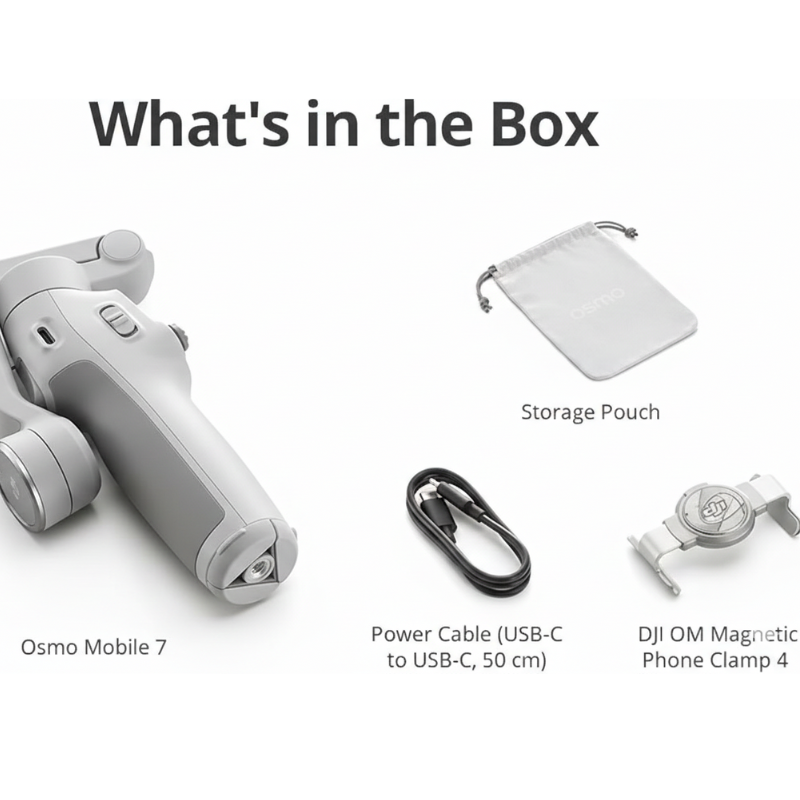 DJI Osmo Mobile 7 Gimbal Stabilizer for iPhone, Android, Built-in Tripod, Portable Stabilizer for iPhone, Selfie Stick, 3-Axis Phone Gimbal, ActiveTrack 7.0, One-Tap Edit, 10hrs Use, Phone Charging