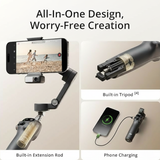 DJI Osmo Mobile 7P Gimbal Stabilizer for iPhone, Android, Native Tracking, Lighting, 3-Axis Phone Gimbal, Quick Launch, One-Tap Edit, Built-in Extension Rod & Tripod, 10hrs Use, Phone Charging