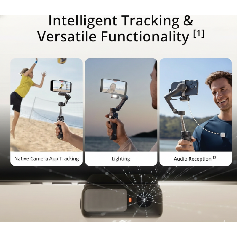 DJI Osmo Mobile 7P Gimbal Stabilizer for iPhone, Android, Native Tracking, Lighting, 3-Axis Phone Gimbal, Quick Launch, One-Tap Edit, Built-in Extension Rod & Tripod, 10hrs Use, Phone Charging