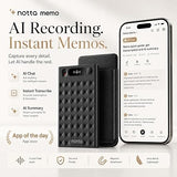 Notta Memo AI Voice Recorder Bluetooth V5.3 | Real-Time Transcription & Translation | 4 MEMS + Bone Mic | 32GB Storage | 30H Recording | 470mAh Battery | Smart Meeting & Lecture Recorder