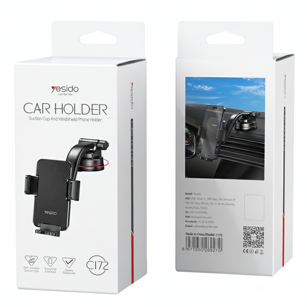 Yesido C172 Suction Cup Type Bending Arm Car Phone Holder (Black)