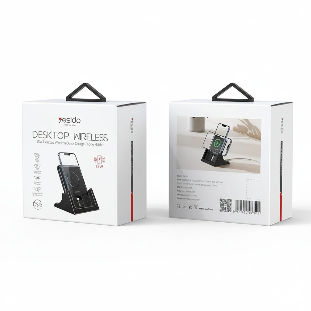 Yesido DS15 15W Desktop Wireless Fast Charger with Detachable Phone Holder(Black)