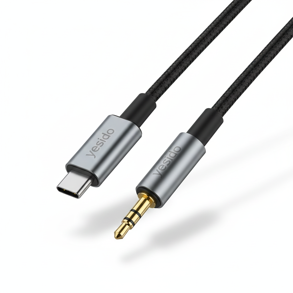 Yesido YAU20 Type C To AUX Adapter Audio Cable Black