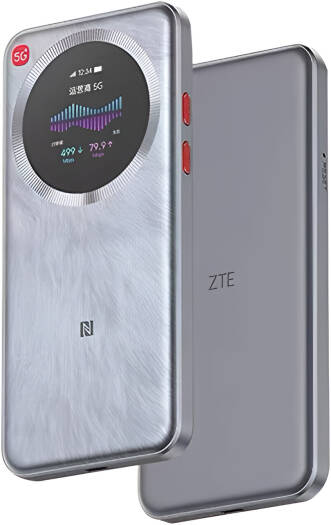ZTE U30 Pro 5G Portable Wi Fi Router, 1.38″ Touchscreen, 5G NR & LTE Dual Mode, Wi Fi 6 Dual Band, 5000mAh Battery, NFC Quick Connect, USB C, 64GB Storage, Global 5G Hotspot, Silver