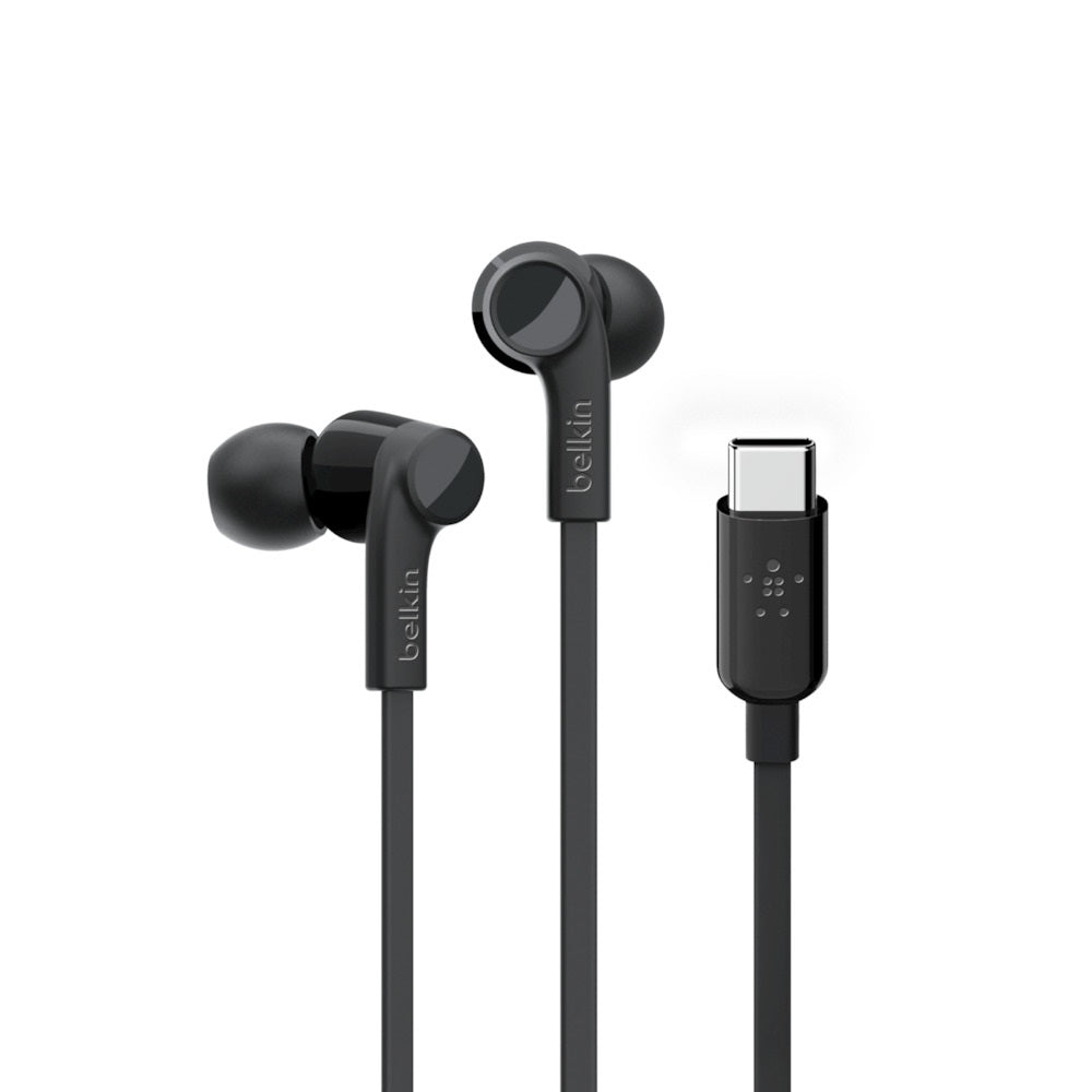 Belkin SoundForm Headphones with USB-C Connector Black, In-Ear Earphones w/ Microphone, 10mmHigh-fidelity, Immersive Audio, 1.2m